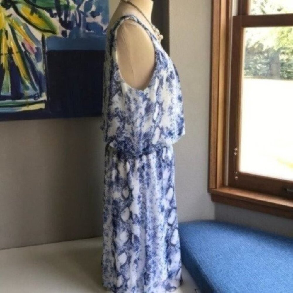 Bar III Summer Blue & White Belted Dress - Picture 4 of 5